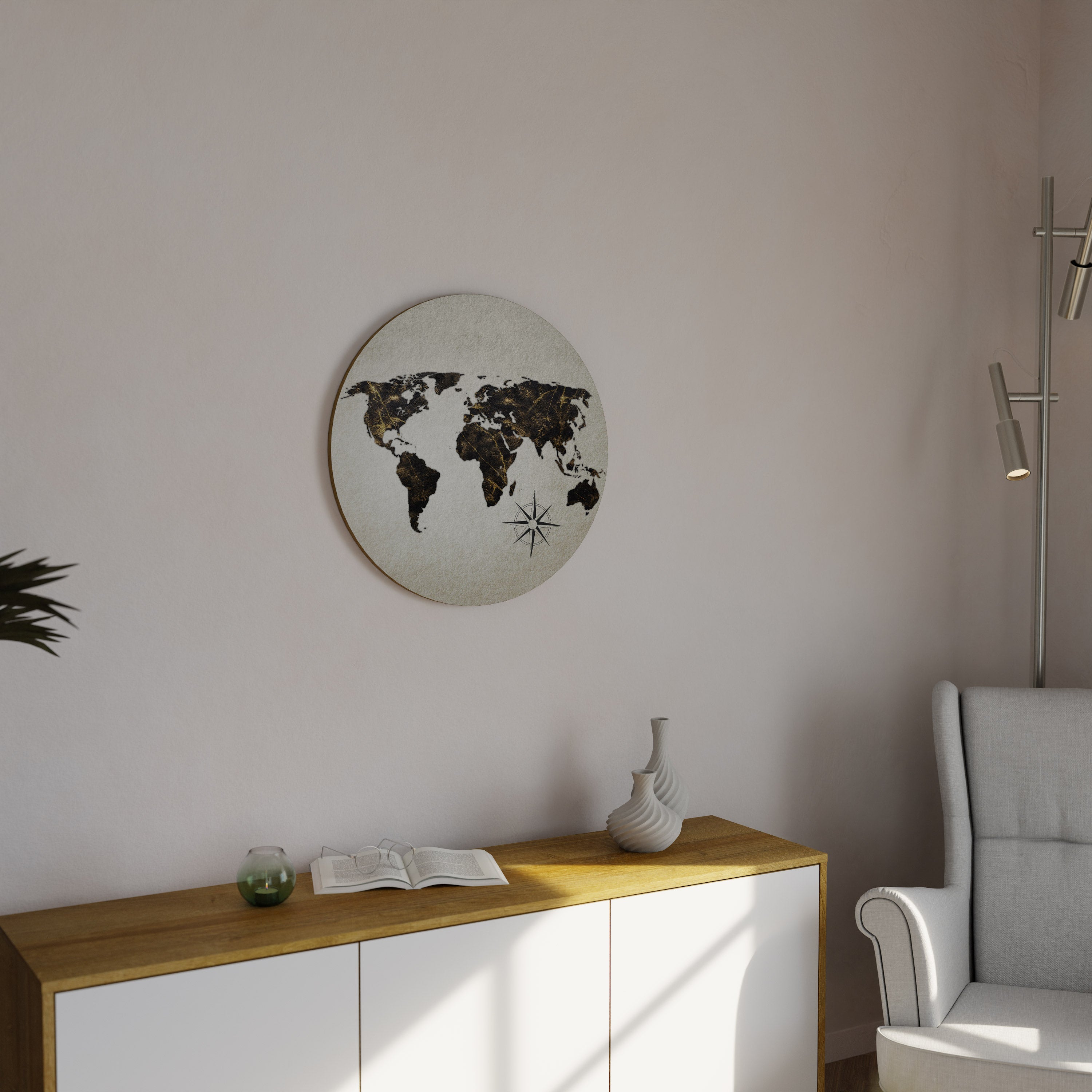 GOLDEN LINES GLOBE Runde Wandkunst