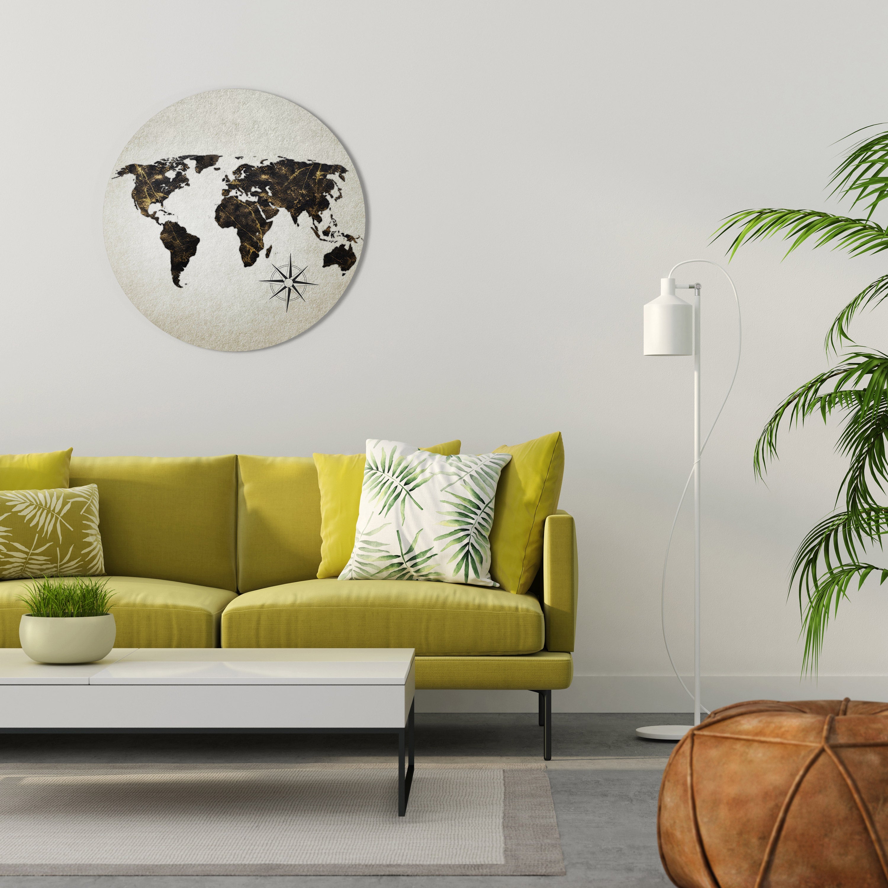 GOLDEN LINES GLOBE Runde Wandkunst