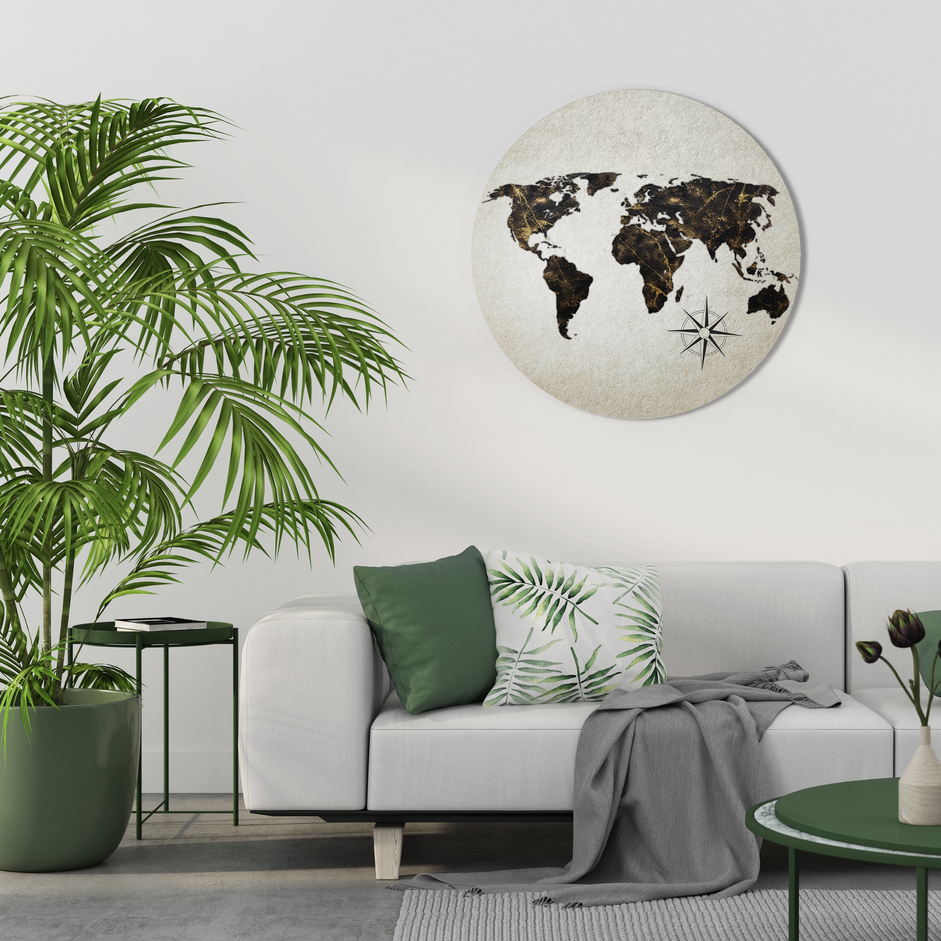 GOLDEN LINES GLOBE Runde Wandkunst