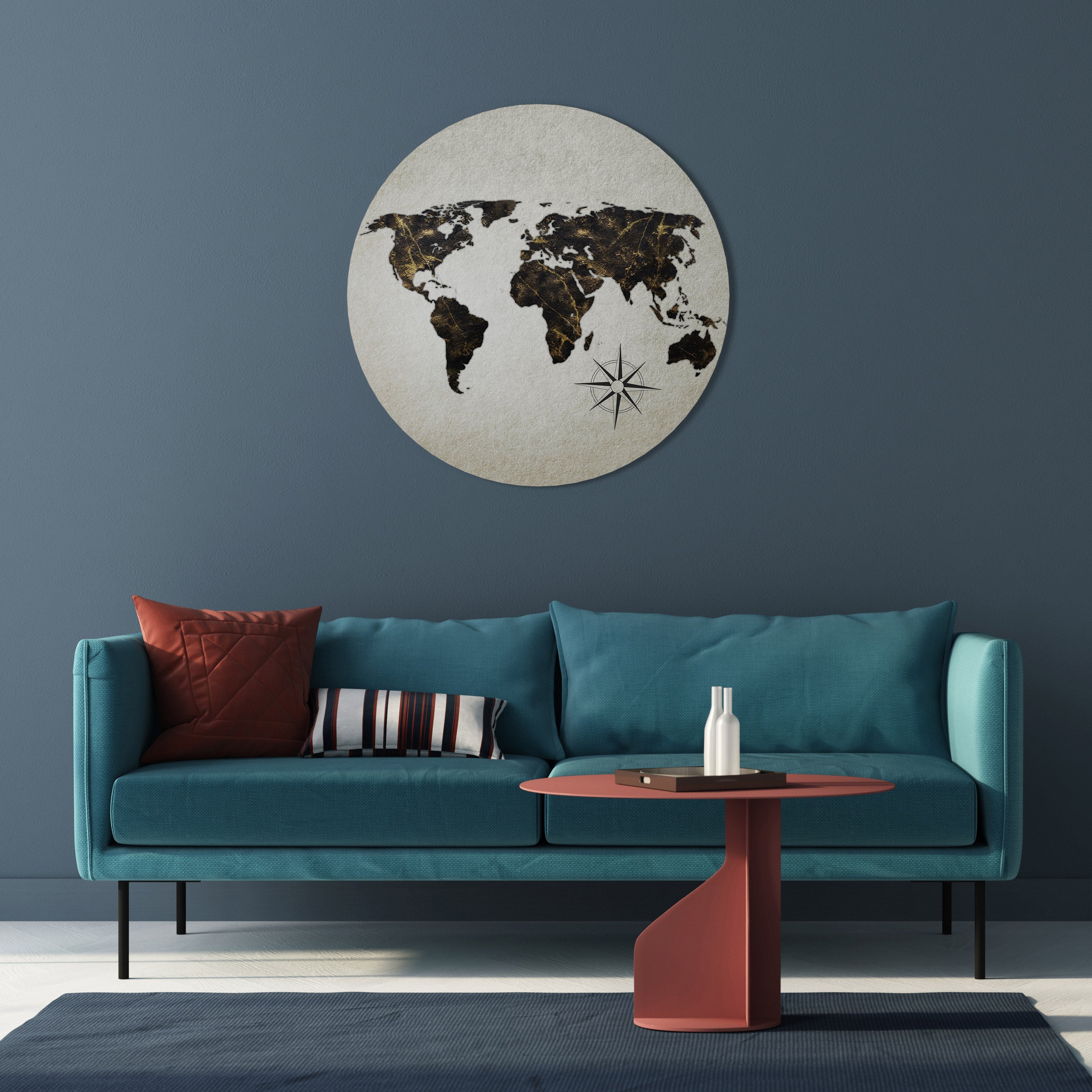 GOLDEN LINES GLOBE Runde Wandkunst
