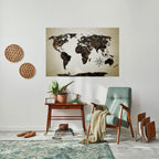 GOLDEN LINES GLOBE Selbstklebendes Horizontal-Poster