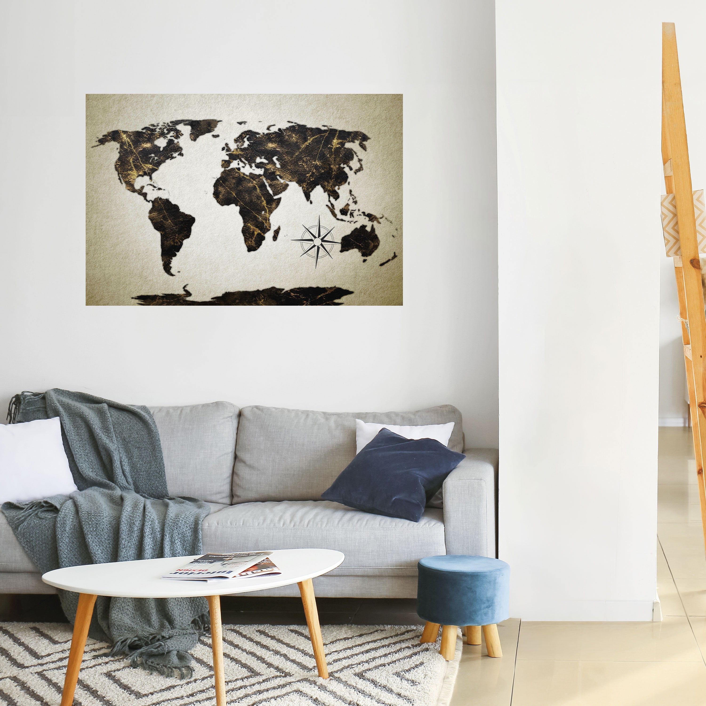 GOLDEN LINES GLOBE Horizontales Poster zum Abziehen und Aufkleben