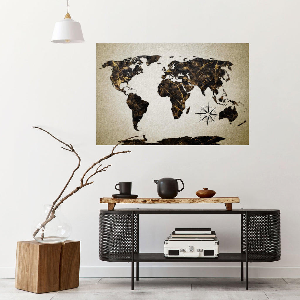 GOLDEN LINES GLOBE Horizontales Poster zum Abziehen und Aufkleben