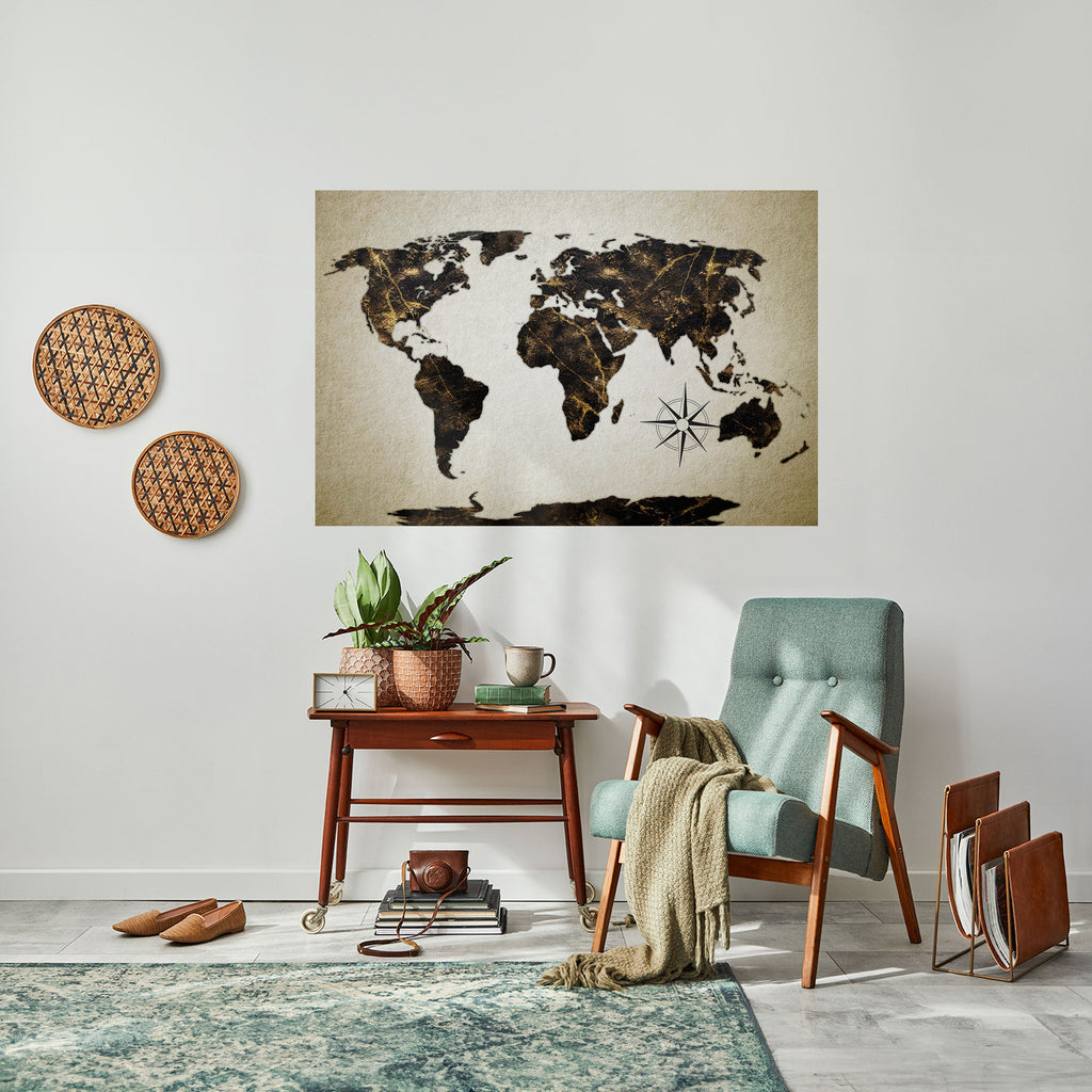 GOLDEN LINES GLOBE Horizontales Poster zum Abziehen und Aufkleben