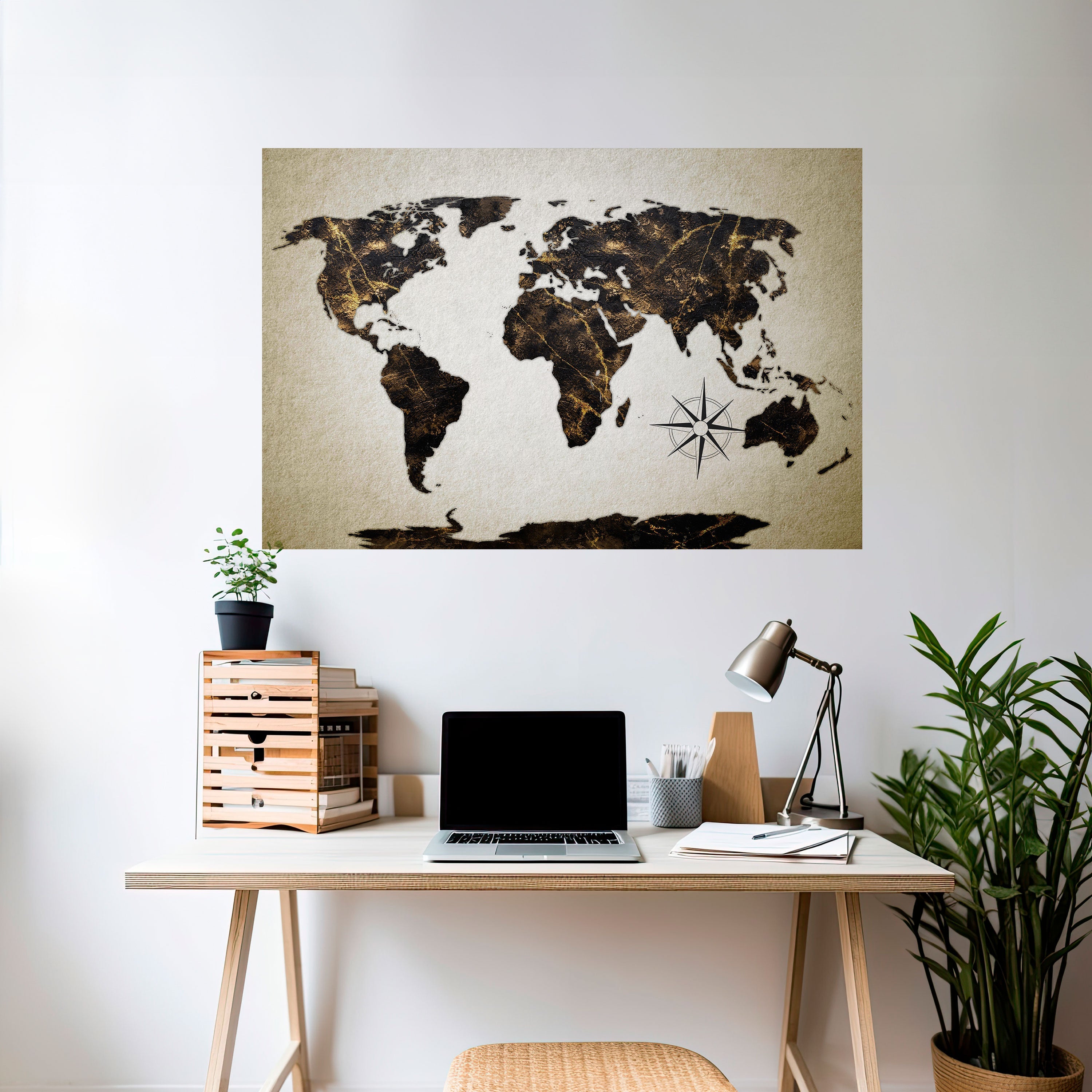 GOLDEN LINES GLOBE Horizontales Poster zum Abziehen und Aufkleben