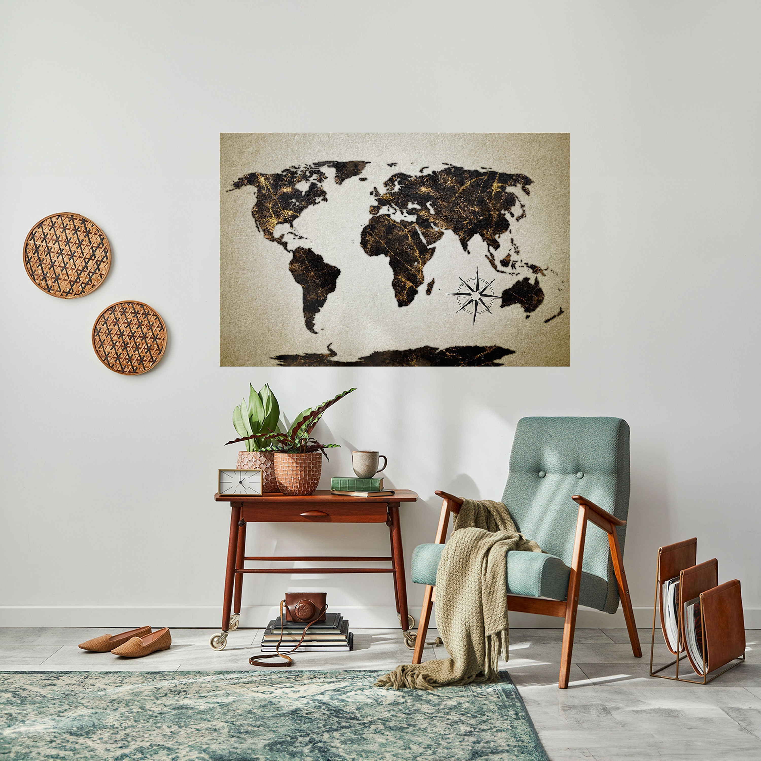 GOLDEN LINES GLOBE Horizontales Poster zum Abziehen und Aufkleben
