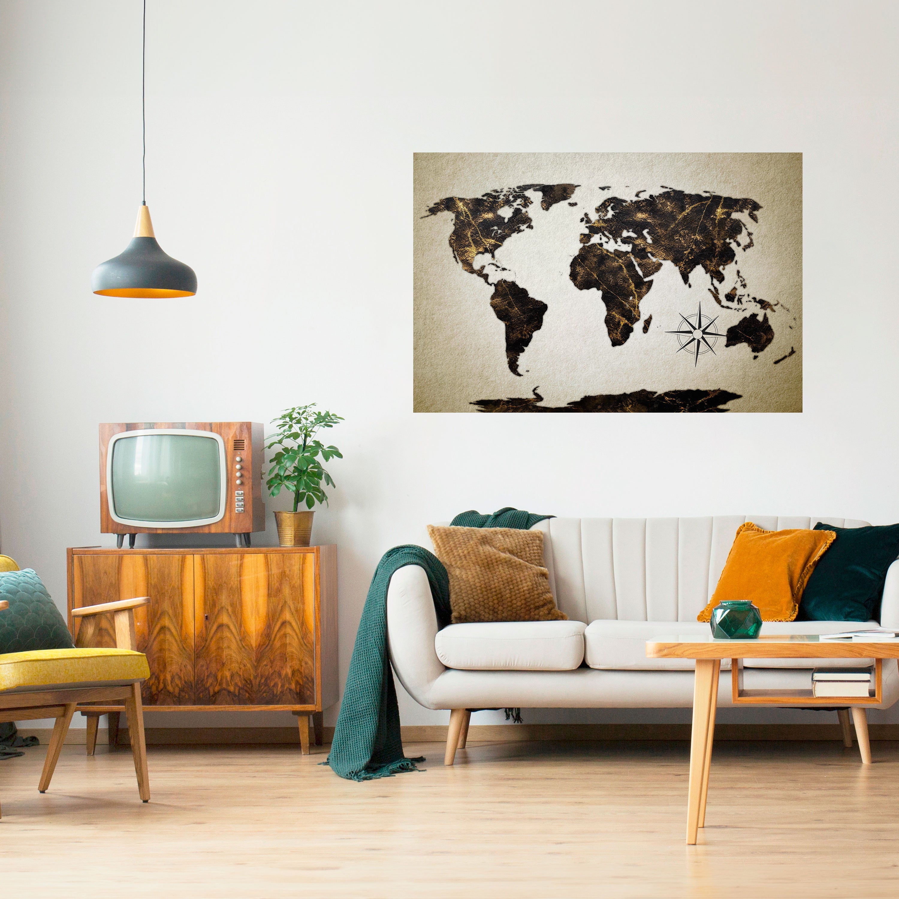 GOLDEN LINES GLOBE Horizontales Poster zum Abziehen und Aufkleben
