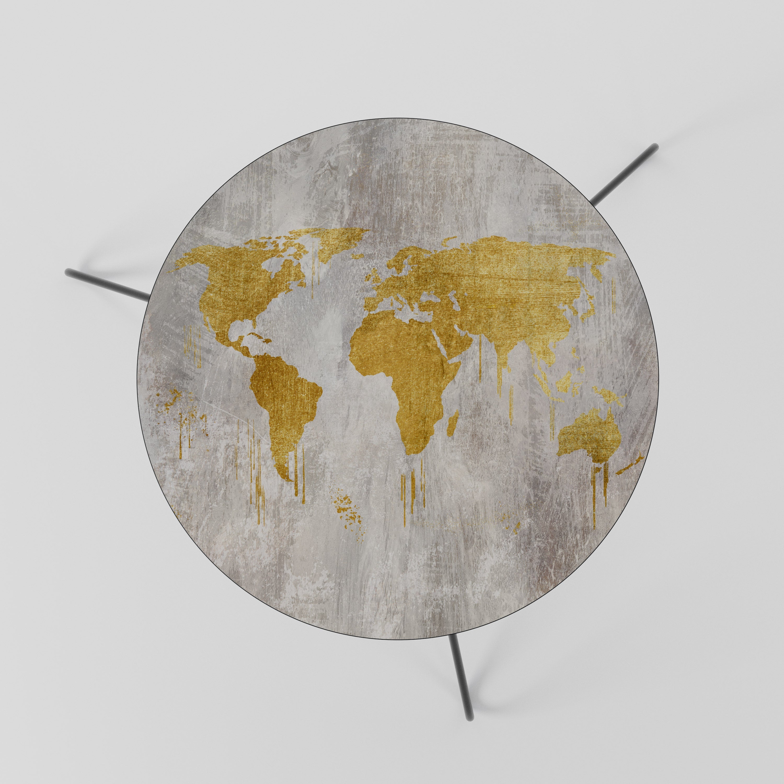 METALLIC WORLDVIEW MAP Couchtisch 60