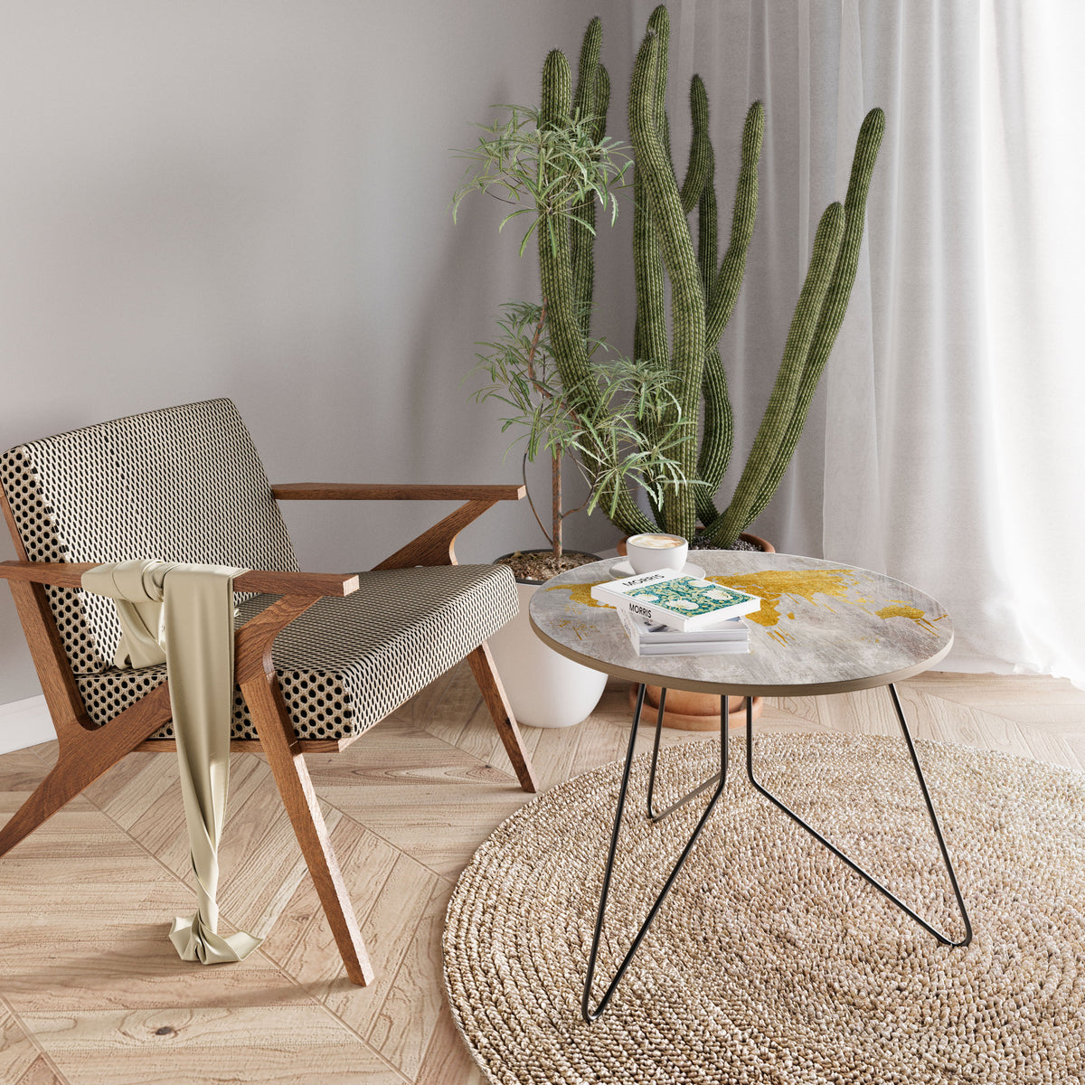 METALLIC WORLDVIEW MAP Couchtisch