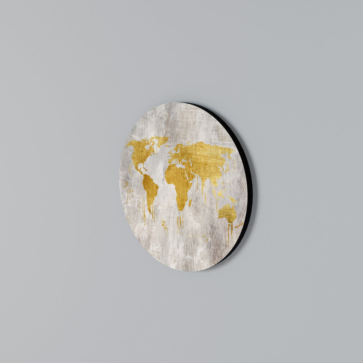 METALLIC WORLDVIEW MAP Rundes Wandbild