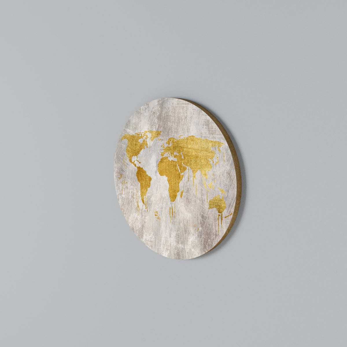 METALLIC WORLDVIEW MAP Rundes Wandbild