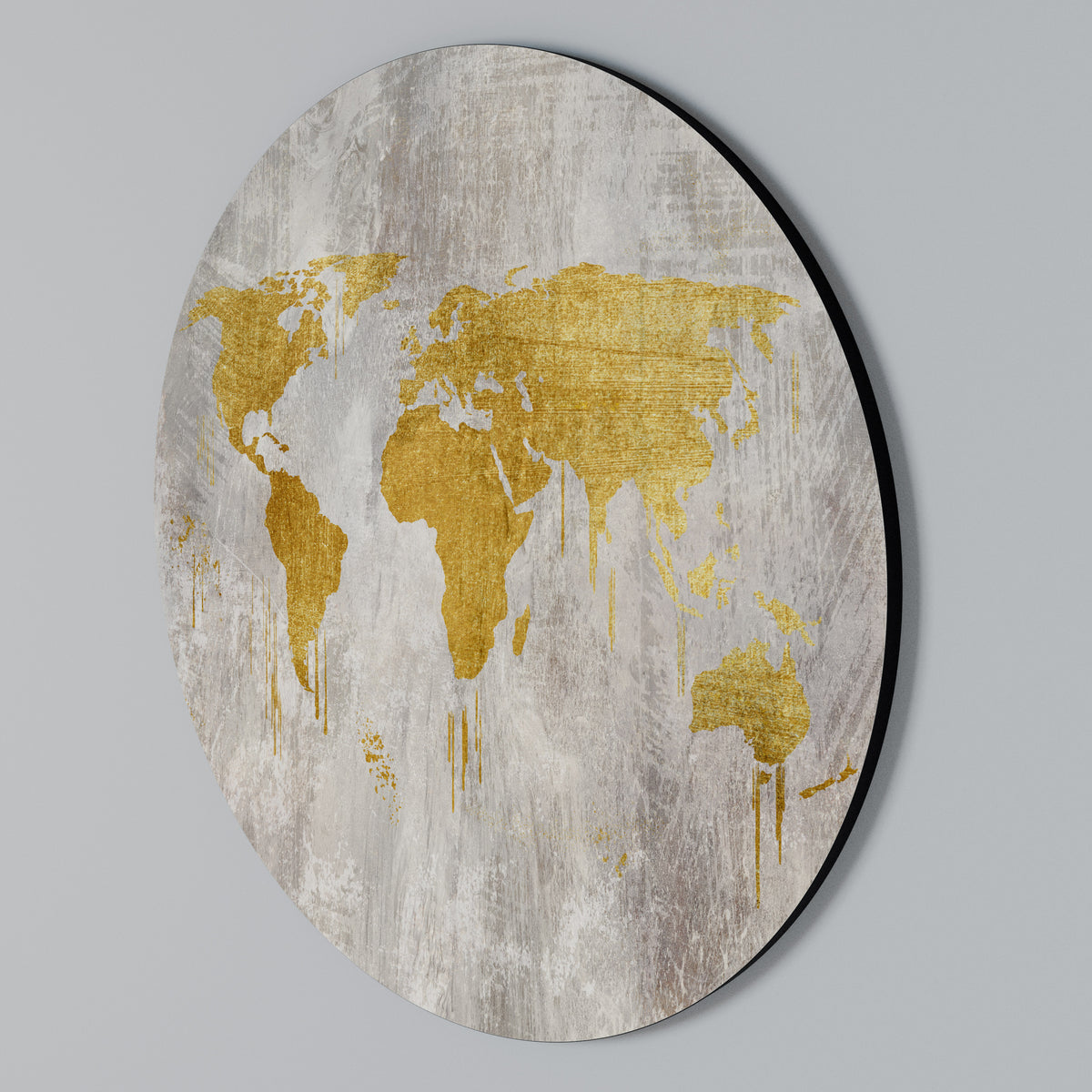 METALLIC WORLDVIEW MAP Round Wall Art