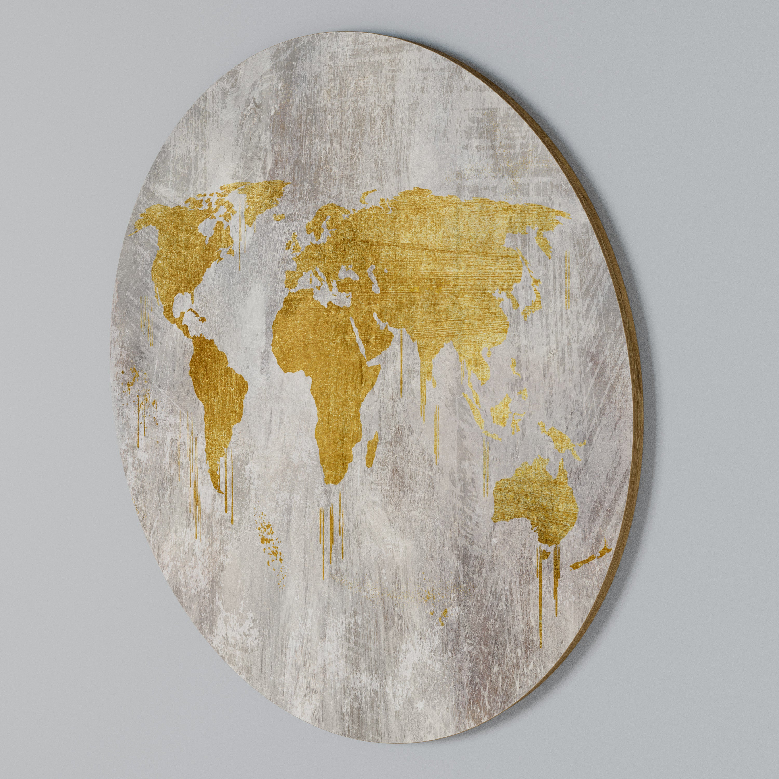 METALLIC WORLDVIEW MAP Rundes Wandbild