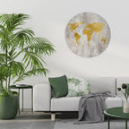 METALLIC WORLDVIEW MAP Round Wall Art