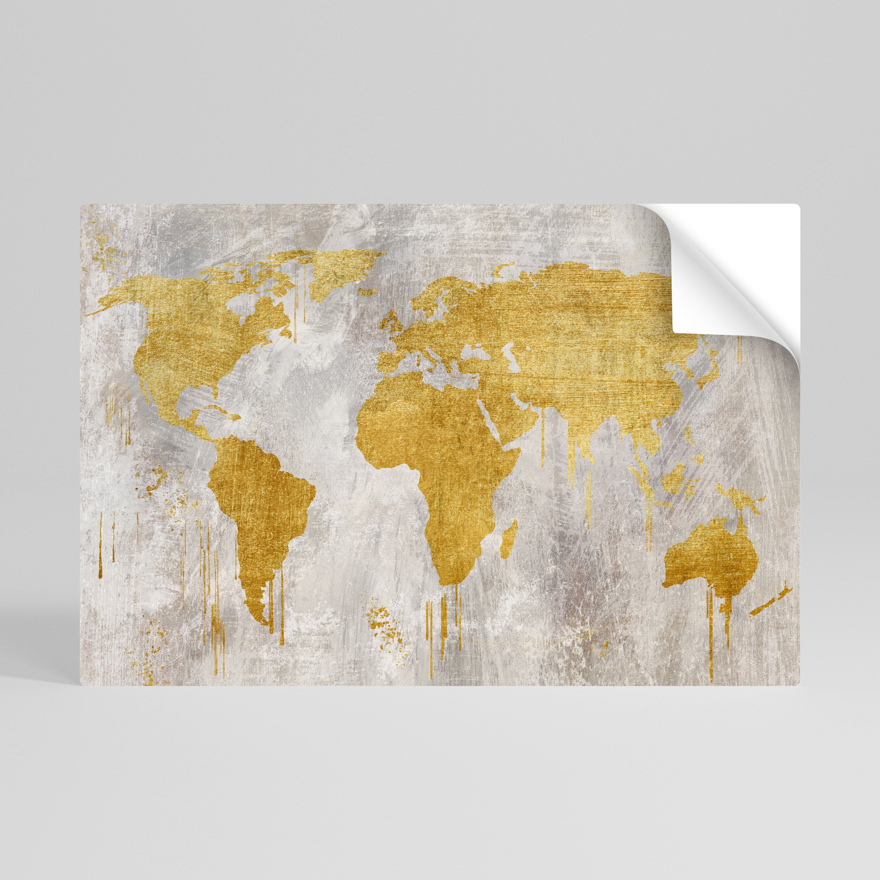 METALLIC WORLDVIEW MAP Selbstklebendes Horizontal-Poster