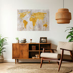 METALLIC WORLDVIEW MAP Selbstklebendes Horizontal-Poster
