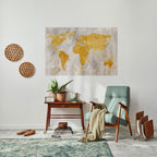METALLIC WORLDVIEW MAP Selbstklebendes Horizontal-Poster
