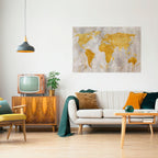 METALLIC WORLDVIEW MAP Selbstklebendes Horizontal-Poster