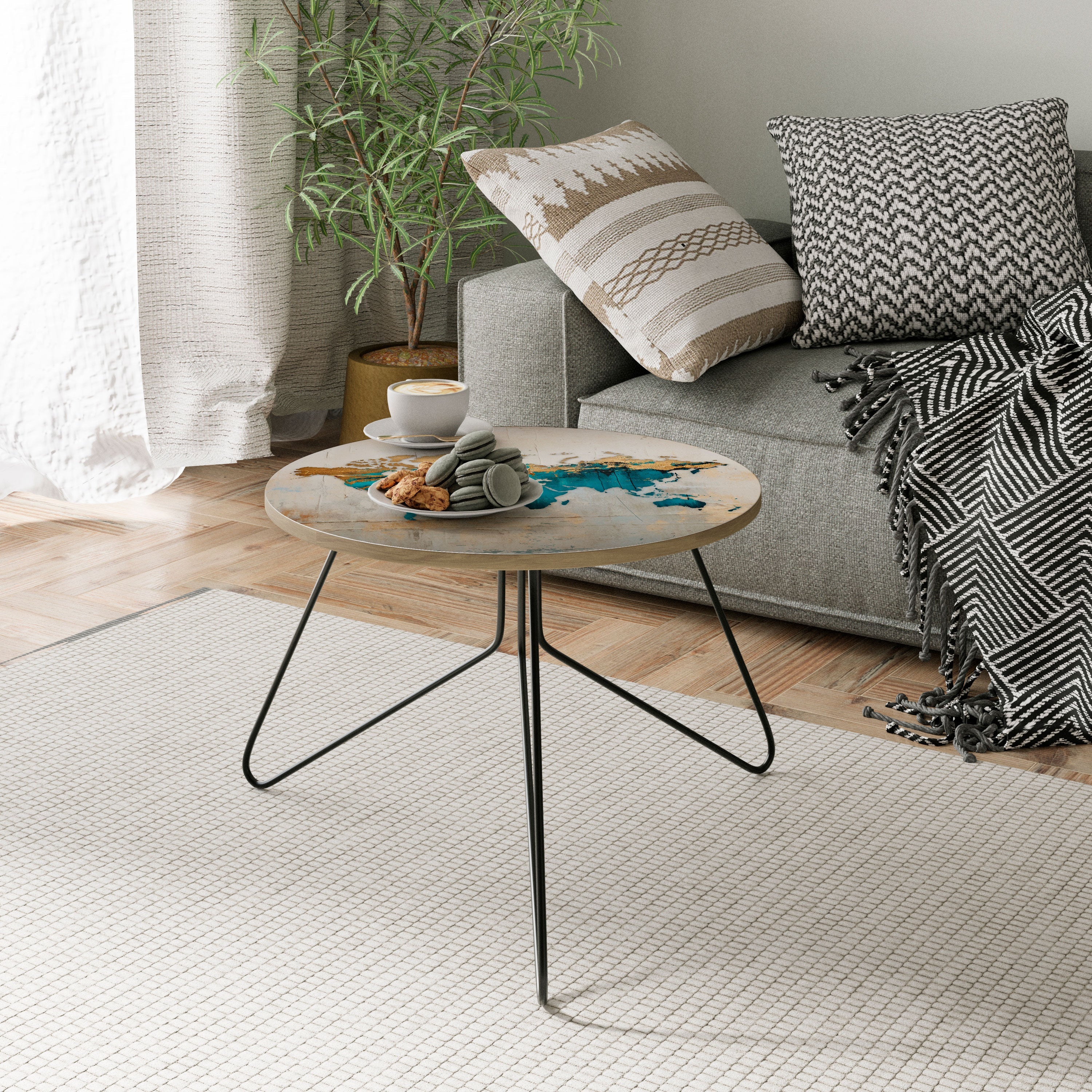 AZURE GILDED MAP Couchtisch 60