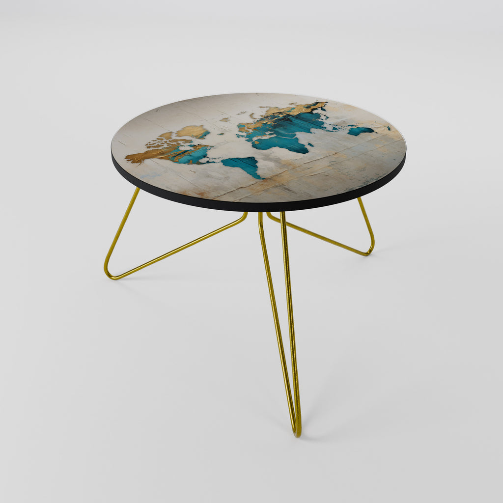 AZURE GILDED MAP Coffee Table