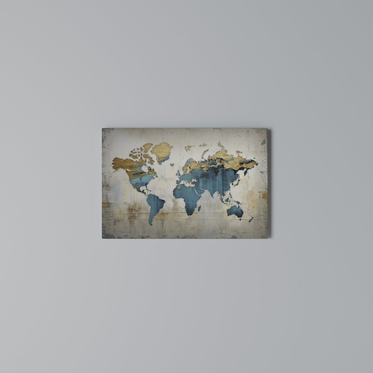 AZURE GILDED MAP Horizontal Canvas Print