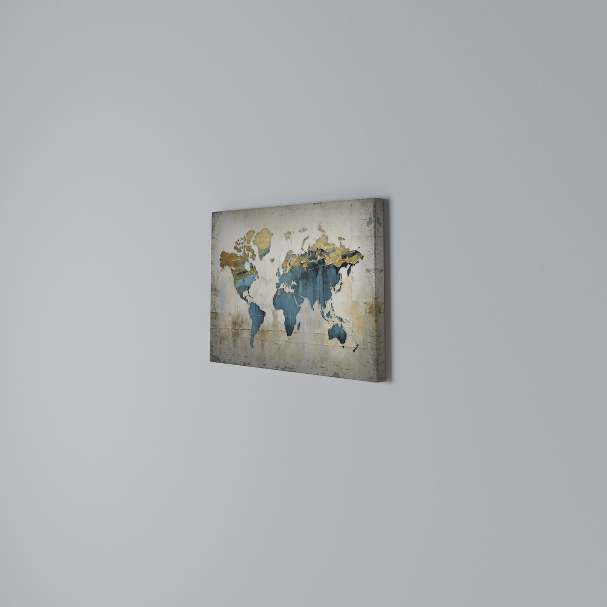 AZURE GILDED MAP Horizontal Canvas Print