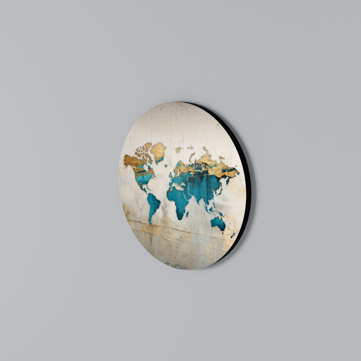AZURE GILDED MAP Rundes Wandbild