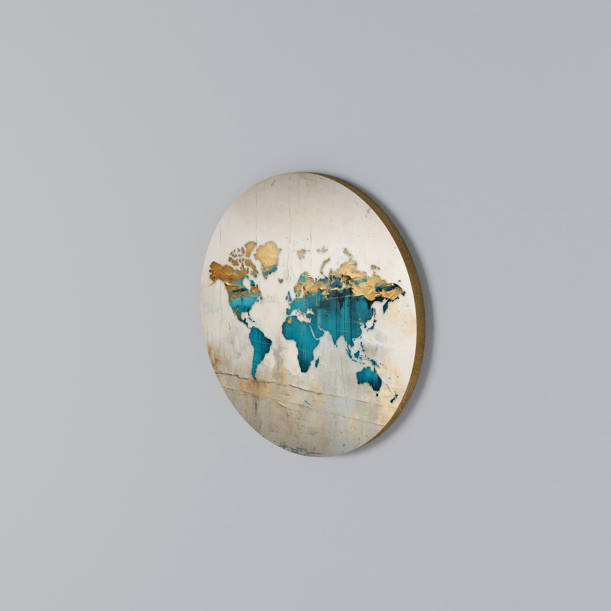 AZURE GILDED MAP Rundes Wandbild