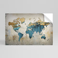 AZURE GILDED MAP Selbstklebendes Horizontal-Poster
