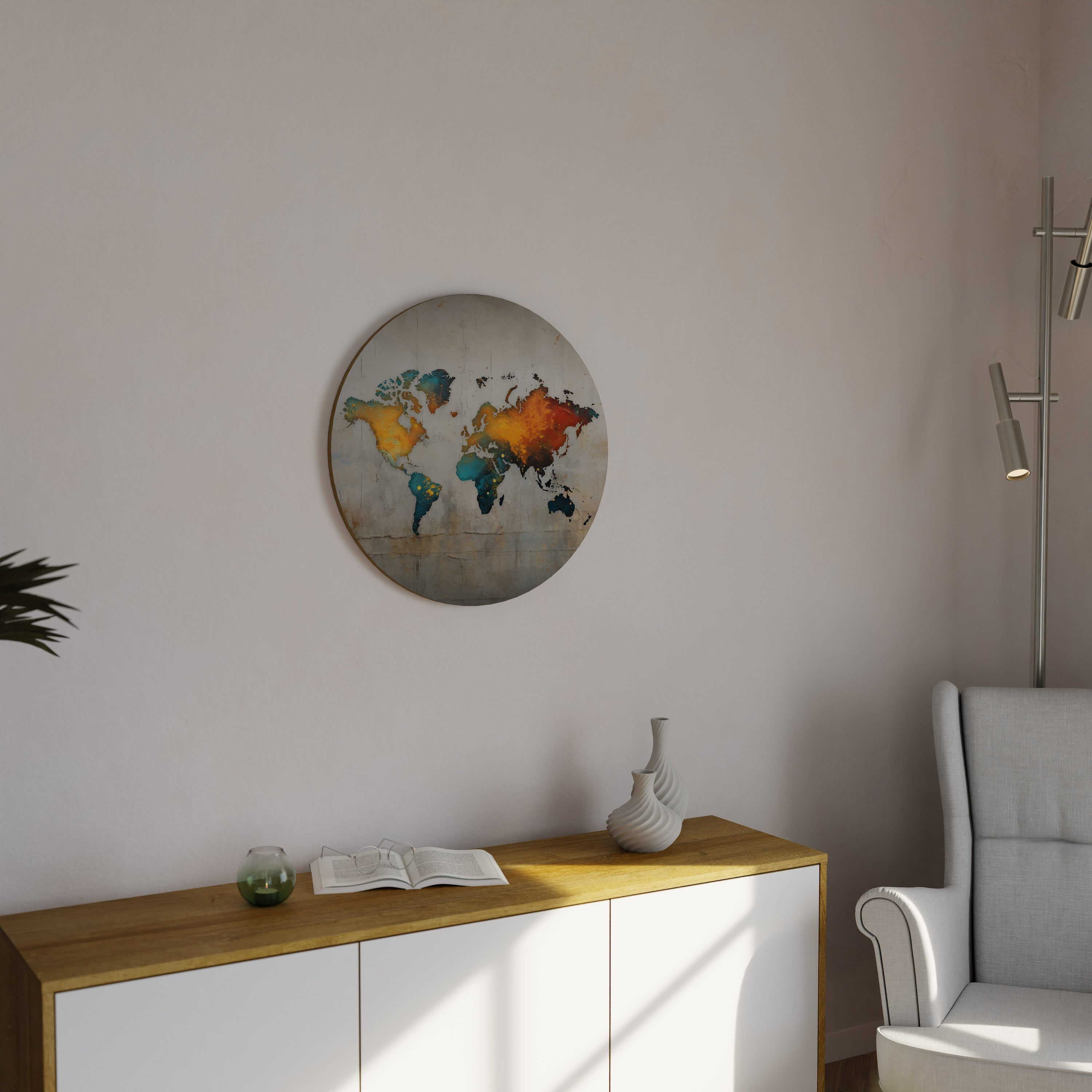 GLOBAL HUES EXPLORED Runde Wandkunst