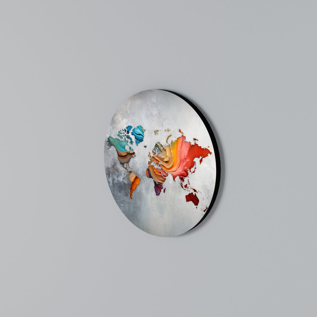 PAINTED CONTINENTS Round Wall Art