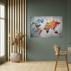 PAINTED CONTINENTS Selbstklebendes Horizontal-Poster