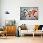 PAINTED CONTINENTS Selbstklebendes Horizontal-Poster