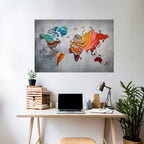 PAINTED CONTINENTS Selbstklebendes Horizontal-Poster