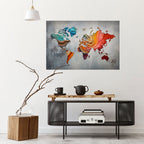 PAINTED CONTINENTS Selbstklebendes Horizontal-Poster