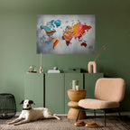 PAINTED CONTINENTS Selbstklebendes Horizontal-Poster