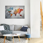 PAINTED CONTINENTS Selbstklebendes Horizontal-Poster