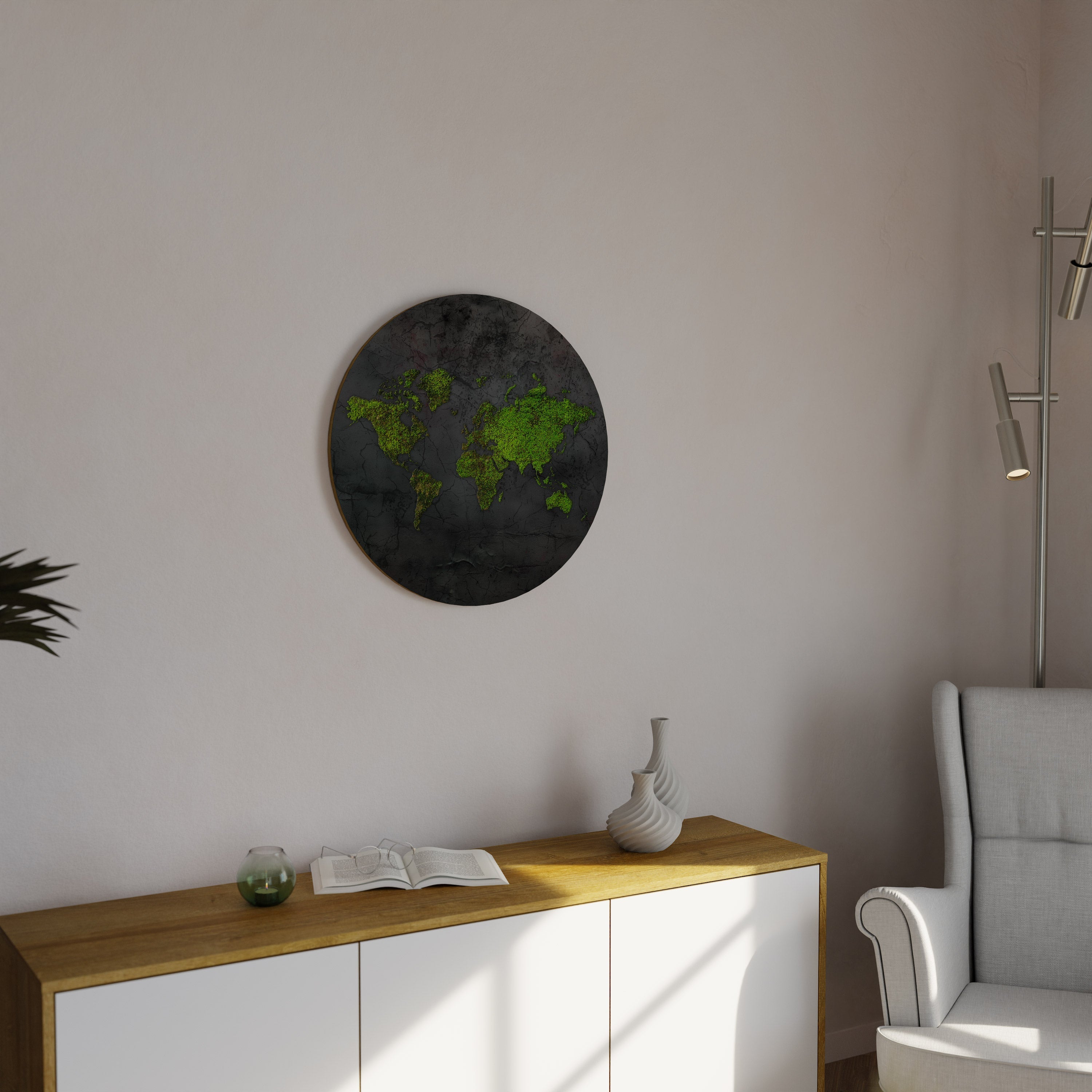 Runde Wandkunst „GREENER LANDS EMBRACED“