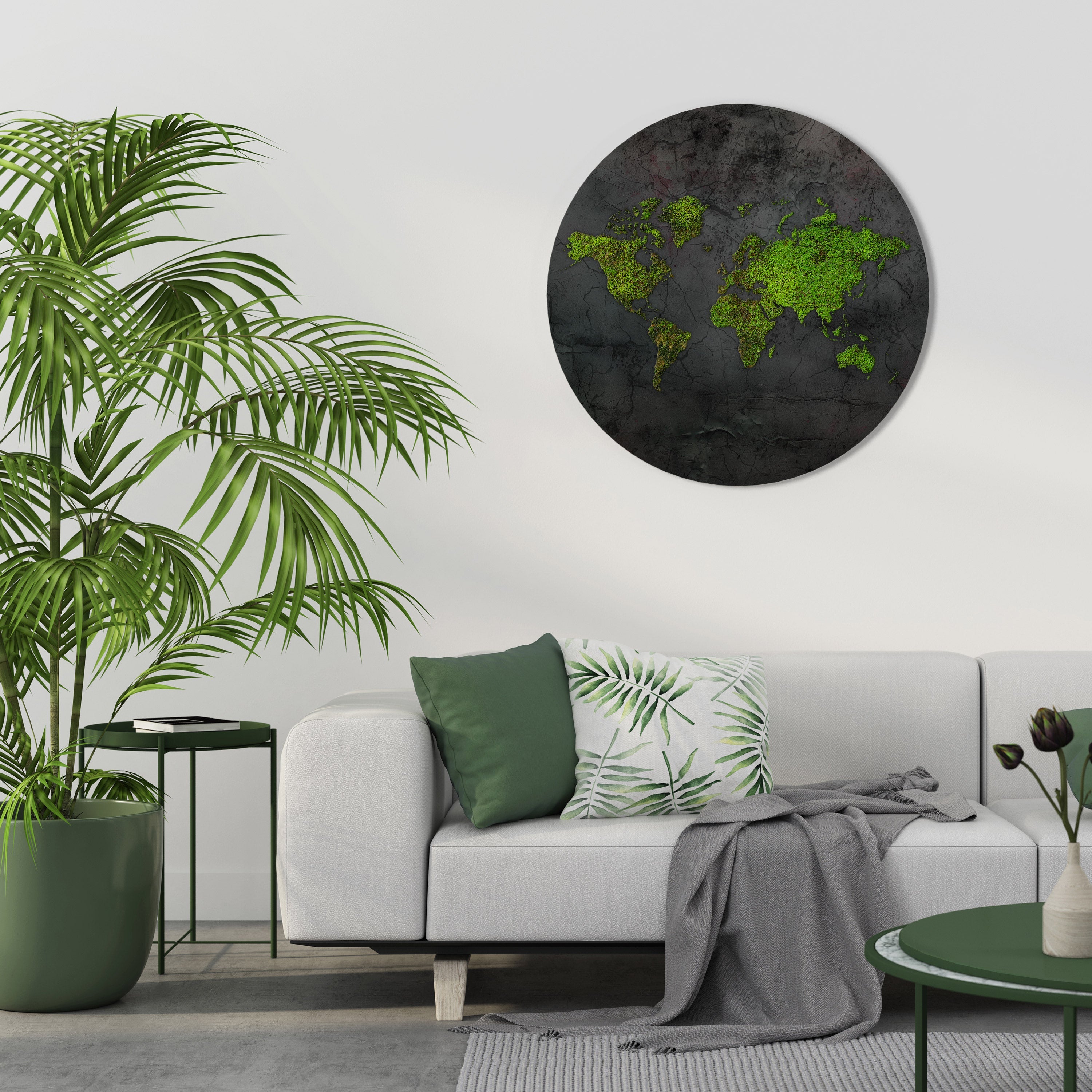 Runde Wandkunst „GREENER LANDS EMBRACED“
