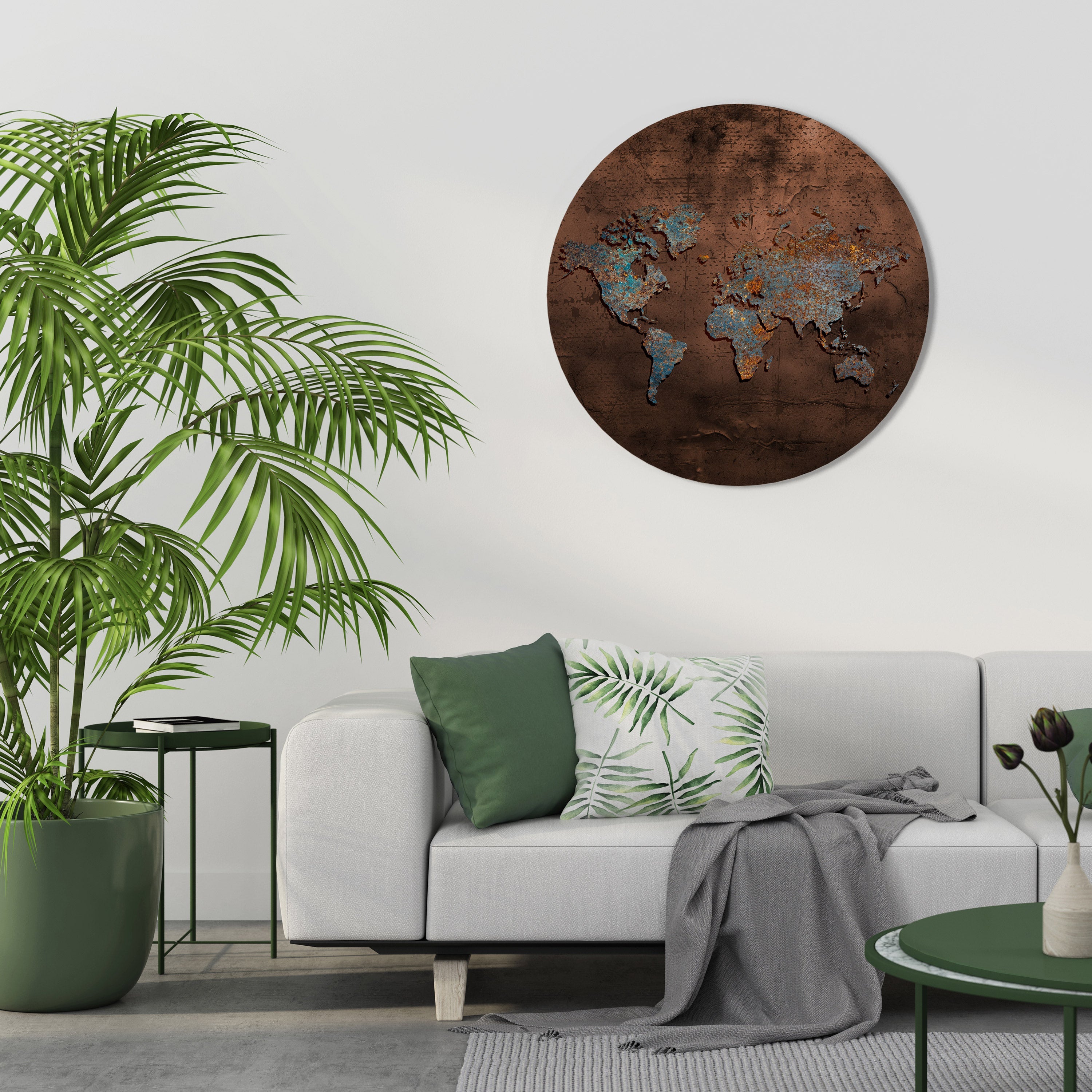 Runde Wandkunst „METALLISCHE KARTE DER ERINNERUNGEN“