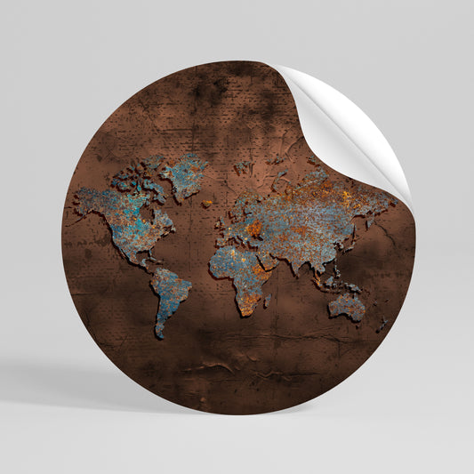 METALLIC MAP OF MEMORIES Runder Wandsticker zum Abziehen und Aufkleben