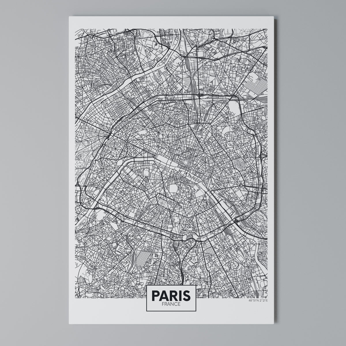PARIS TOWN PLAN Vertical Canvas Print