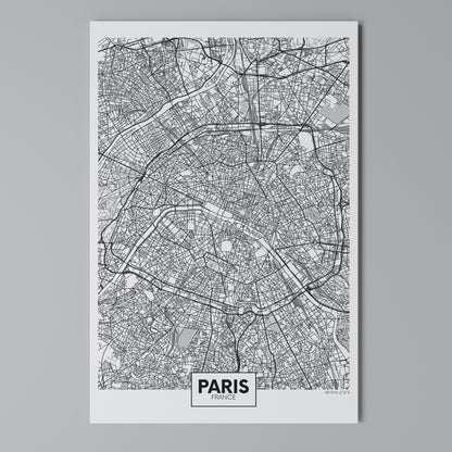 PARIS TOWN PLAN Vertical Canvas Print