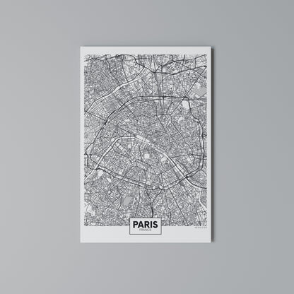 PARIS TOWN PLAN Vertical Canvas Print