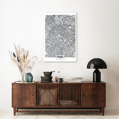 PARIS TOWN PLAN Vertical Canvas Print