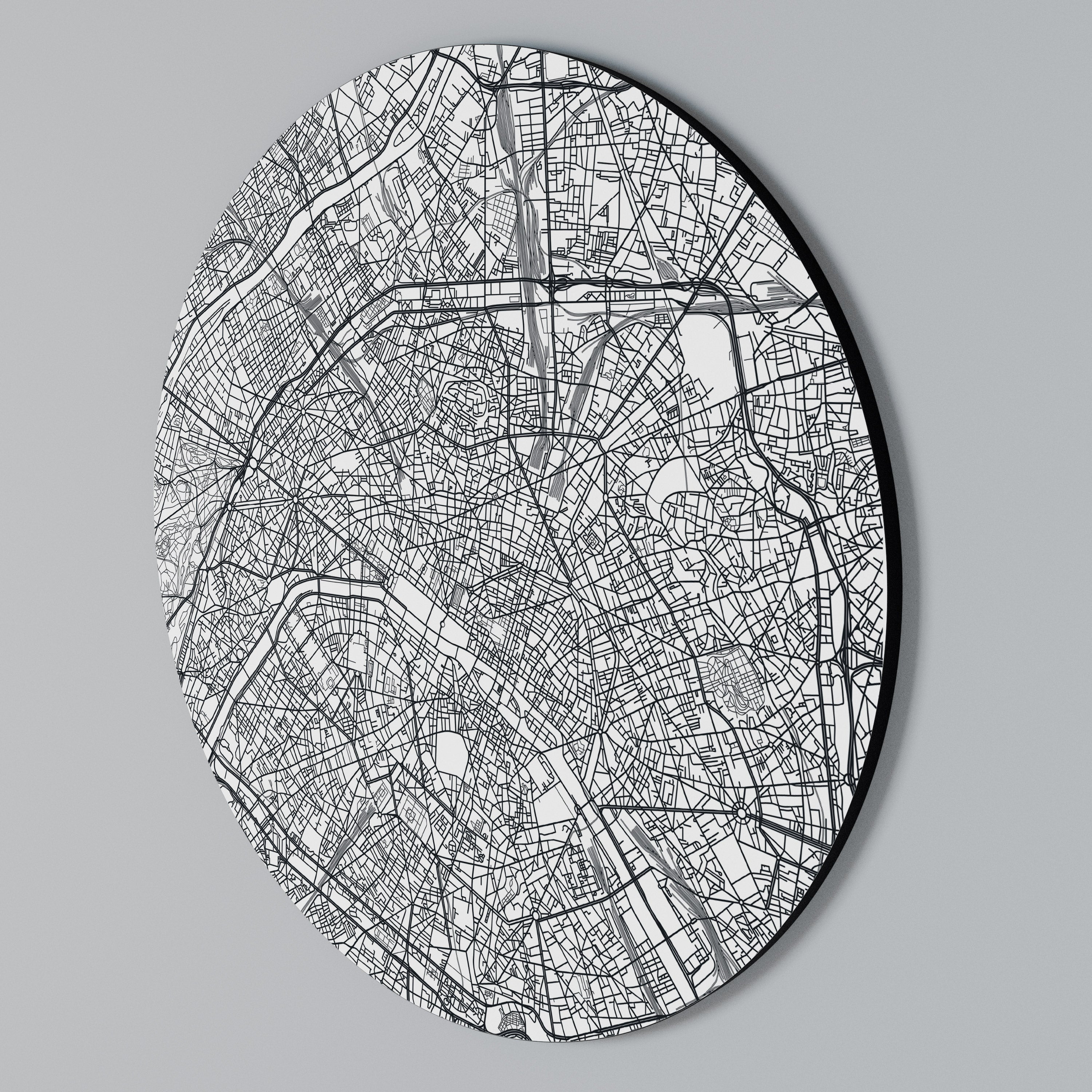 PARIS TOWN PLAN Rundes Wandbild