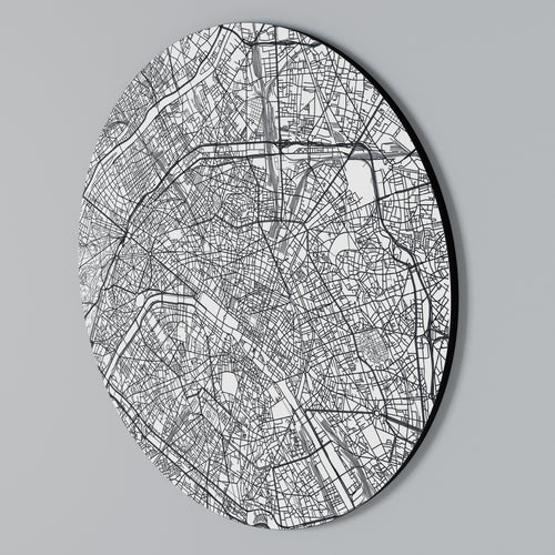 PARIS TOWN PLAN Rundes Wandbild