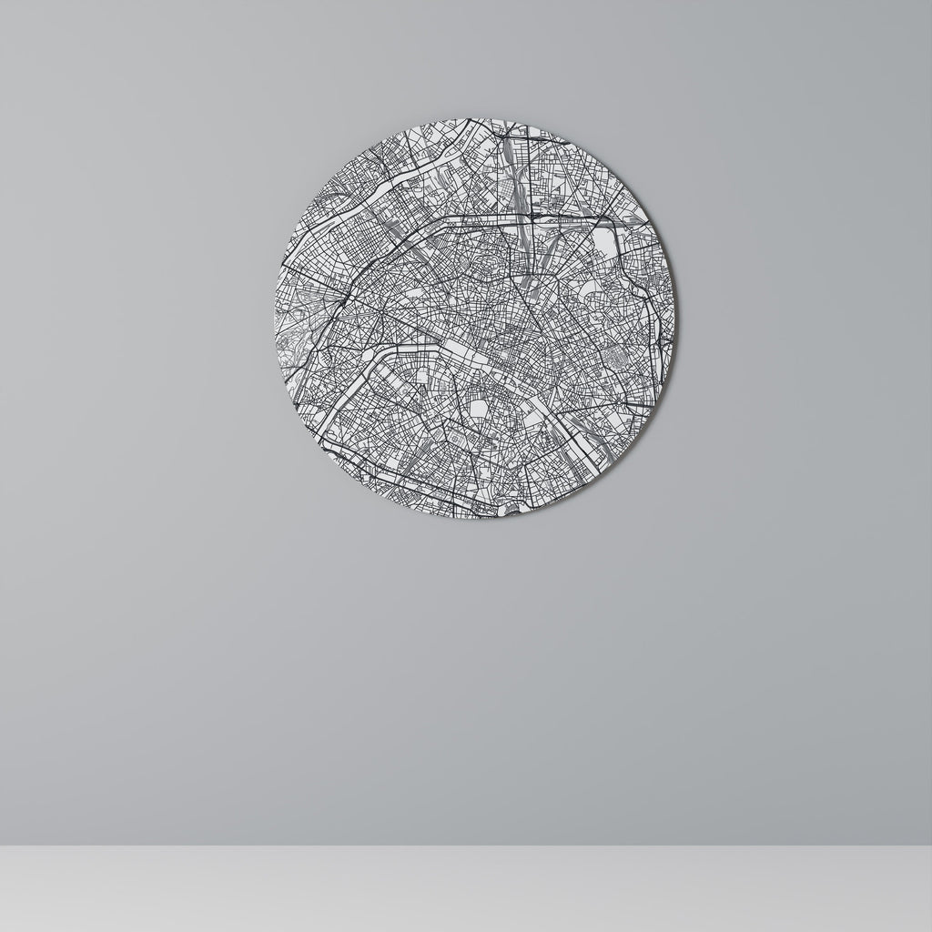 Runde Wandkunst „Pariser Stadtplan“