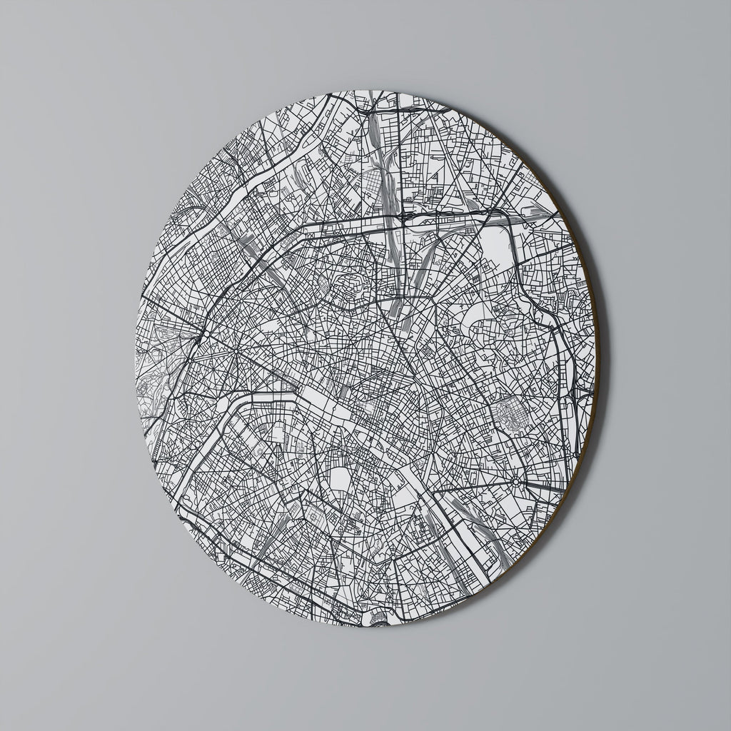 Runde Wandkunst „Pariser Stadtplan“