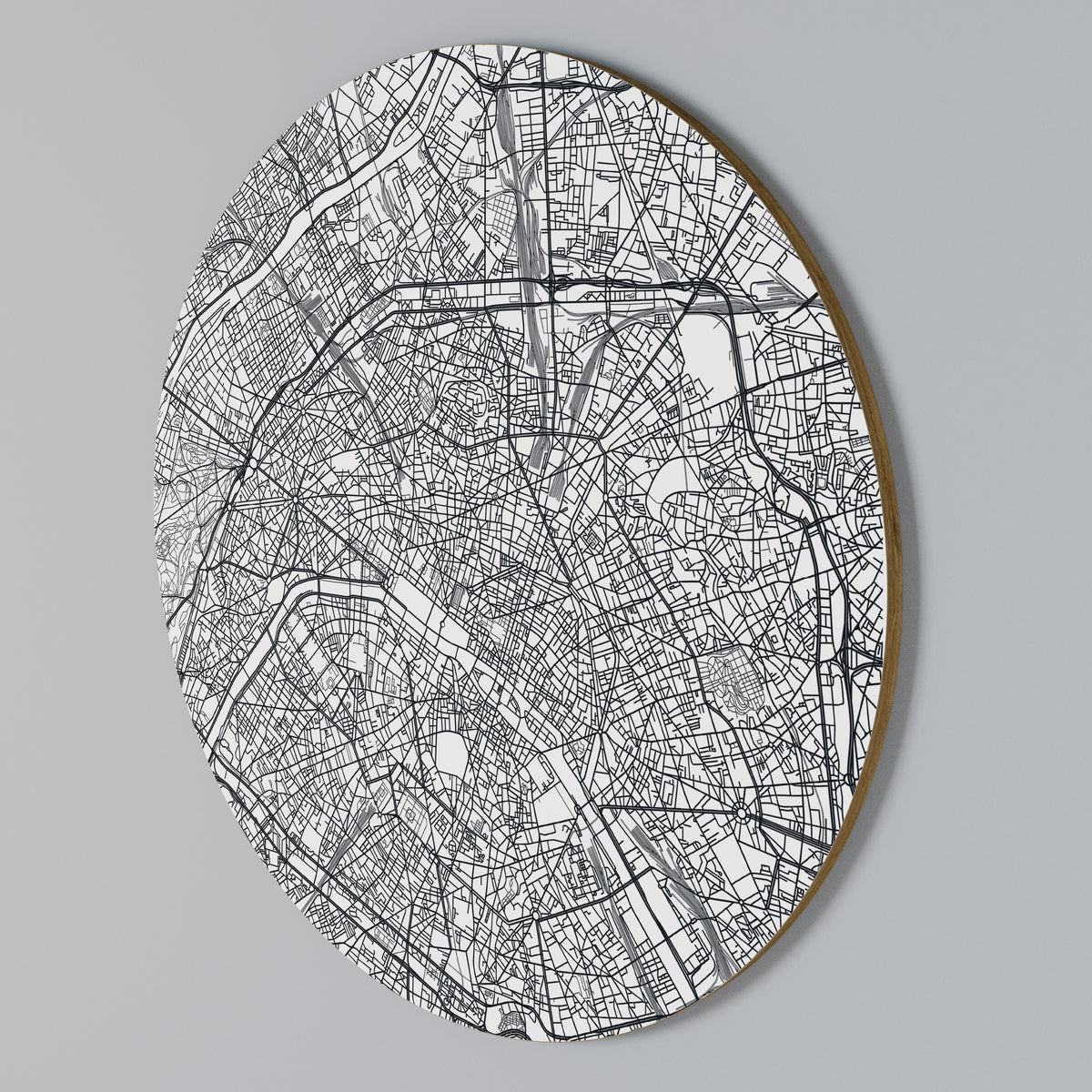 PARIS TOWN PLAN Round Wall Art